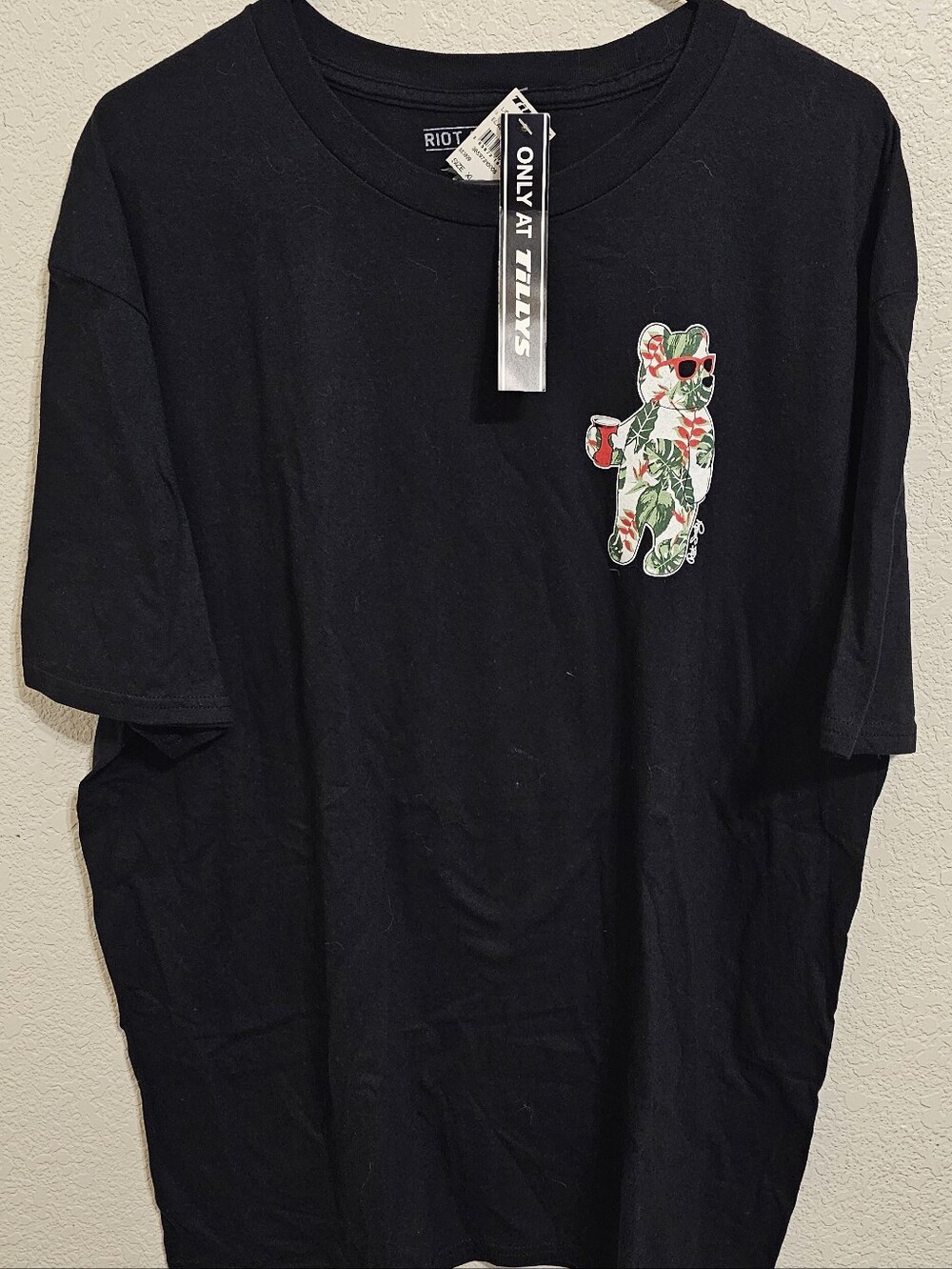 Riot Society Tropical Party Bear Black T Shirt